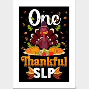 Thanksgiving day November 24 One Thankful SLP Posters and Art